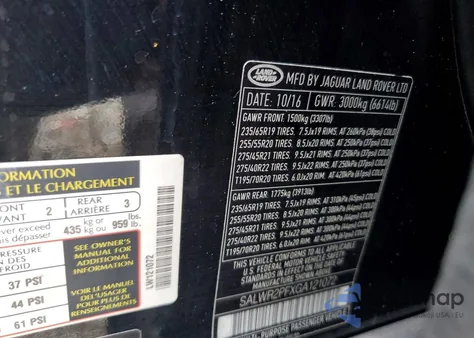 2016 Land Rover Range Rover Sport Hse z USA, uszkodzony, nr VIN SALWR2PFXGA121072